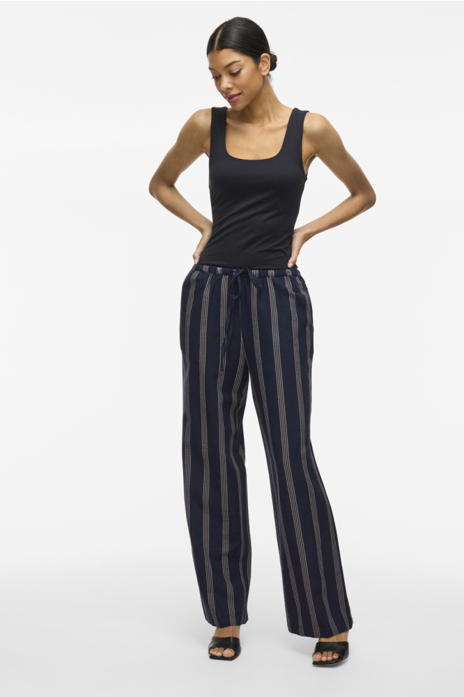 VIPRISILLA PRINT RW PANTS 14105082 NAVY BLAZER/FEATHER GR